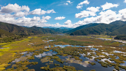 The natural scenery of Caohai in Lugu Lake, Sichuan, China