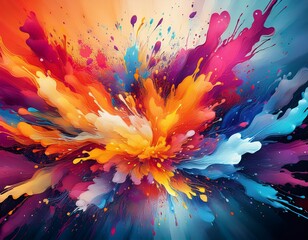 vibrant explosion of colors in abstract paint splatter design on textured background creating a dynamic artistic expression