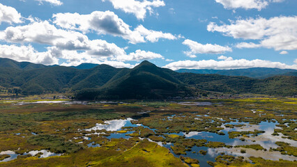 The natural scenery of Caohai in Lugu Lake, Sichuan, China