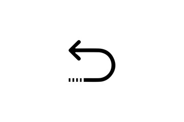 Left Loop Arrow for Return Command and Interface Action. Isolated 64x64 Vector Icon.