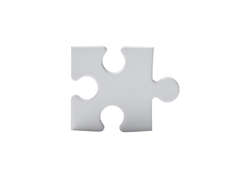 Gray jigsaw puzzle piece, isolated on black background
