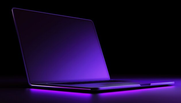 Illuminating Macbook: Luminous Purple Glow-In-The-Dark Laptop Computer With Striking Design And Glowing Features Perfect For Working Or Playing At Night.