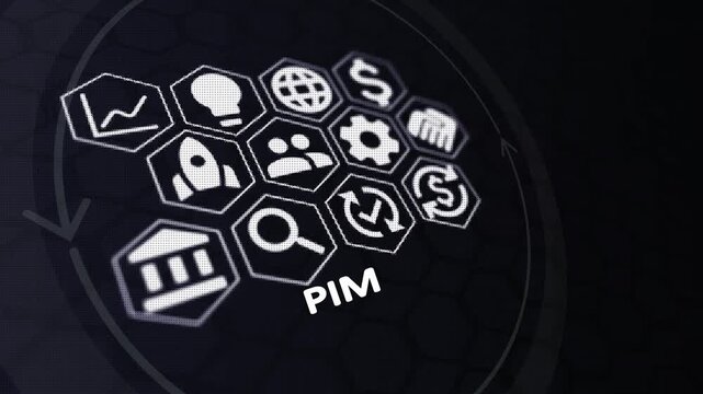PIM (Product Information Management) &ndash; Digital Catalog and Business Data Concept. technology, business and internet connected icon concept.