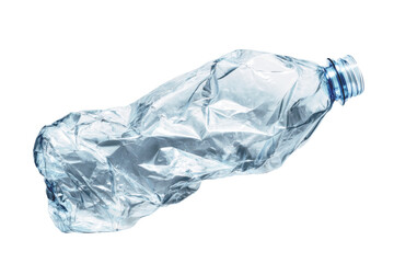 Fototapeta premium Crushed transparent plastic bottle isolated on transparent background