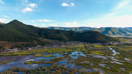The natural scenery of Caohai in Lugu Lake, Sichuan, China