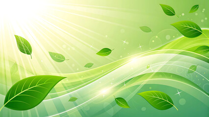 Vibrant green leaves and flowing organic lines create a bright and airy natural background