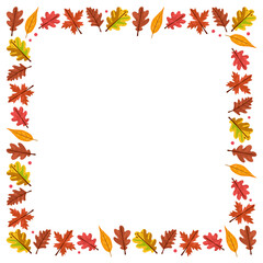Obraz premium Symmetrical Autumn Leaf Frame with Red, Orange, Yellow, and Brown Foliage for Seasonal Designs
