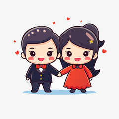 Couple in formal wear with transparent background