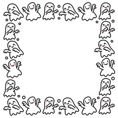 Cartoon Ghost Frame with White Center Space – Cute Halloween Border for Fun Seasonal Designs