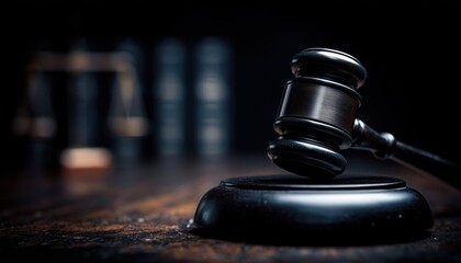 Obraz premium Cropped View Of Judge'S Gavel On Table, Symbolizing Attention, Verdict, And Justice In Courtroom Proceedings