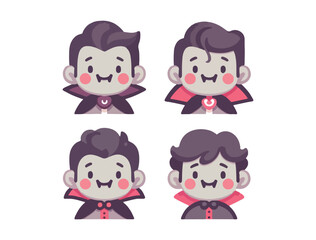 Chibi-Style Halloween Vampire Icons Perfect for Cute Spooky Designs