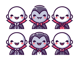 Halloween Vampire Couple Vector Icons in Minimal and Soft Color Palette