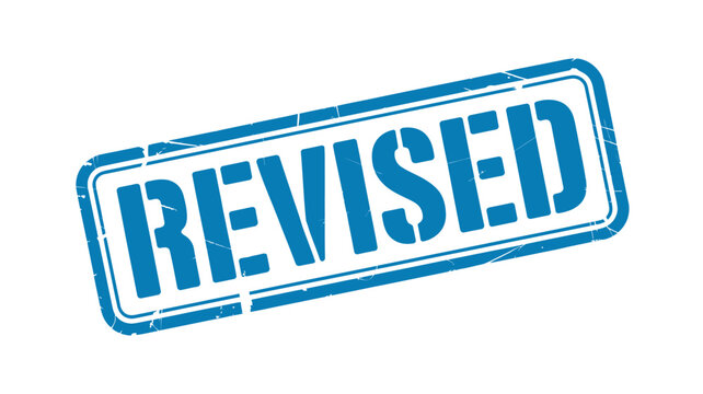 Vector art of blue revised grunge stamp for document sign