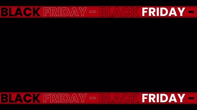 Animated Black Friday banner with moving red ribbon – seamless loop on transparent background for promo, advertising, and discount videos.