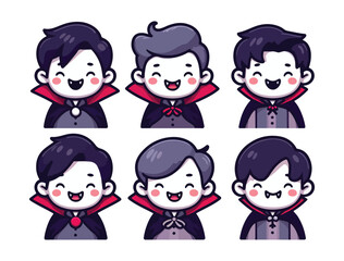 Simple Halloween Vampire Avatar Set with Soft Shadows and Clean Design