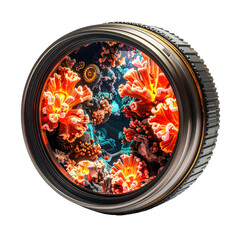 Macro lens reveals vibrant, colorful coral reef teeming with life