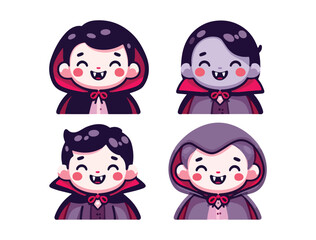 Flat Style Cute Vampire Vector for Posters, Stickers, and Invitations