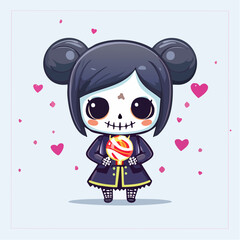 Day of the dead girl with transparent background