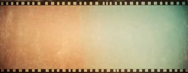 An aged film strip with faded colors and scratches gives a vintage and nostaic feeling of history.
