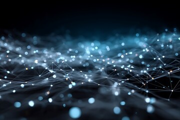 Dynamic network connection with glowing nodes and futuristic design for science, technology, engineering, and mathematics applications, modern feel