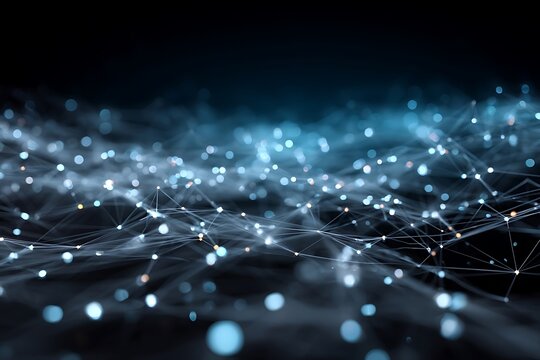 Dynamic network connection with glowing nodes and futuristic design for science, technology, engineering, and mathematics applications, modern feel