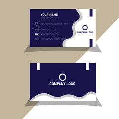 Modern minimalist dark blue and white business card template
