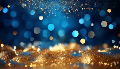 blue and gold bokeh glitter background