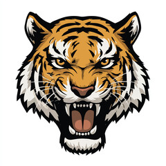 Fototapeta premium Ferocious Tiger Head Vector Graphic Illustration with Sharp Teeth and Intense Gaze Depicting Wild Nature