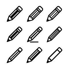 set of outline icons pencils vector on a white background
set of 9 line icons, vector, on a white background