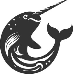 Narwhal animal vector silhouette illustration © MD Abdul Al Safi