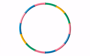 Vibrant children's hula hoop with colorful segments, perfect for playful fitness and active outdoor fun.