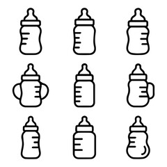 set of outline icons baby bottles vector on a white background
set of 9 line icons, vector, on a white background