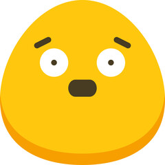 Fototapeta premium Yellow Blob Character With Wide Eyes And Open Mouth Expressing Shock Or Surprise On Transparent Background Flat Design