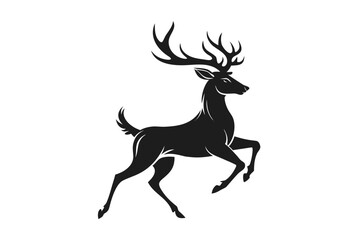 Obraz premium Deer silhouette vector illustration on white background