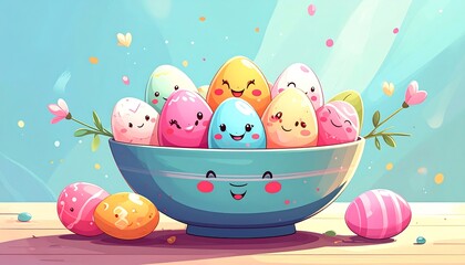 Cute Easter eggs in a bowl
