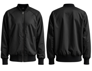 Set of black Oversized Baseball Bomber varsity jacket with ribbed strip elastic hem,