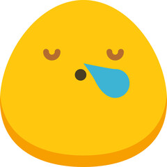 Fototapeta premium Yellow Blob Character Sleeping With Drool And Closed Eyes Transparent Background