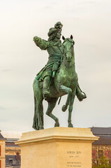 Obraz premium Monument to king Louis XIV at Versailles palace, Paris suburbs, France