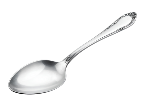 Silver spoon isolated on the transparent background