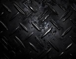 Dark Industrial Diamond Plate Metal Texture Background Grunge Pattern.