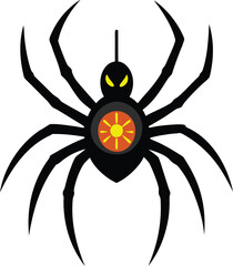 Vector art of a mechanical spider with glowing eyes, perfect for halloween, great for spooky cards, invitations, and decorations