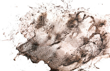 Wet mud, stains texture isolated on white, clipping path, top view, 
