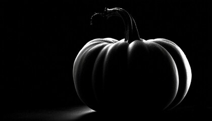 Black Silhouette Of A Spooky Pumpkin - A Minimalist And Mysterious Image Of A Halloween Icon. Classic Symbol With A Modern Twist.