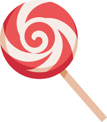 Vector art of a delightful red and white swirl lollipop, evoking childhood memories and sweet treats, perfect for candythemed designs and playful illustrations