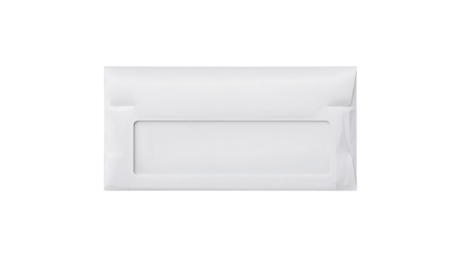 A Clean White Envelope with Transparent Window Displayed on a Black Background for Correspondence - Powered by Adobe