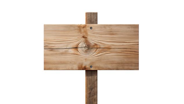 Blank Wooden Sign on a Post Ready for Your Custom Text Isolated on Black Background Signboard Advertisement Template