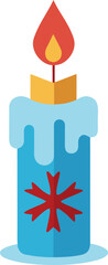 Vector art of charming blue candle with a snowflake, a delightful addition to your holiday decor, bringing a cool and serene touch to any space