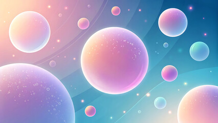Abstract cosmic bubbles floating in a dreamy pastel nebula background