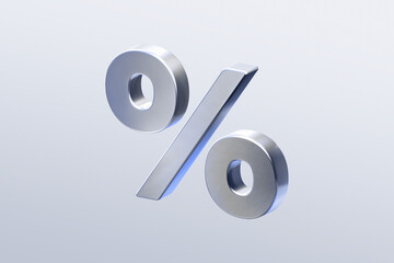 3d Metallic Discount Special Offer Interest Rate Percent Symbol isolated on white background