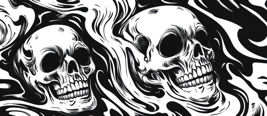 Two Skulls in a Swirling Pattern